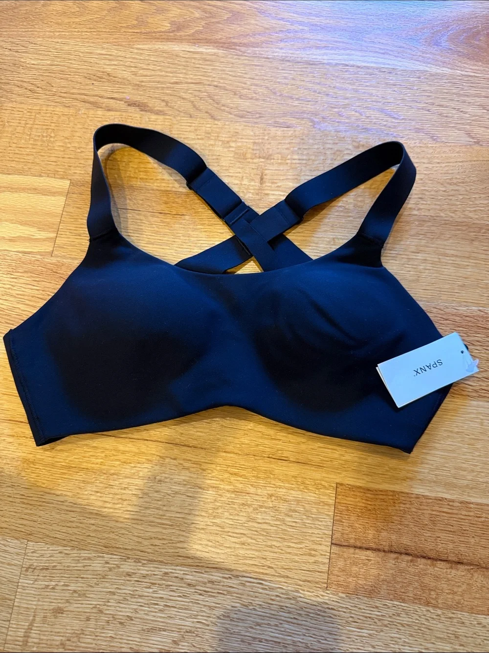 SPANX Black Seamless Crossback Sports Bra